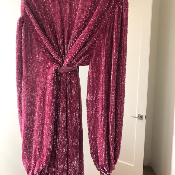 Light Pink Retrofete Robe Dress M - Picture 7 of 9